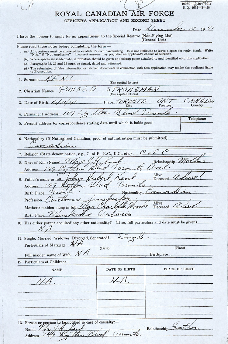 RCAF Officer's Application