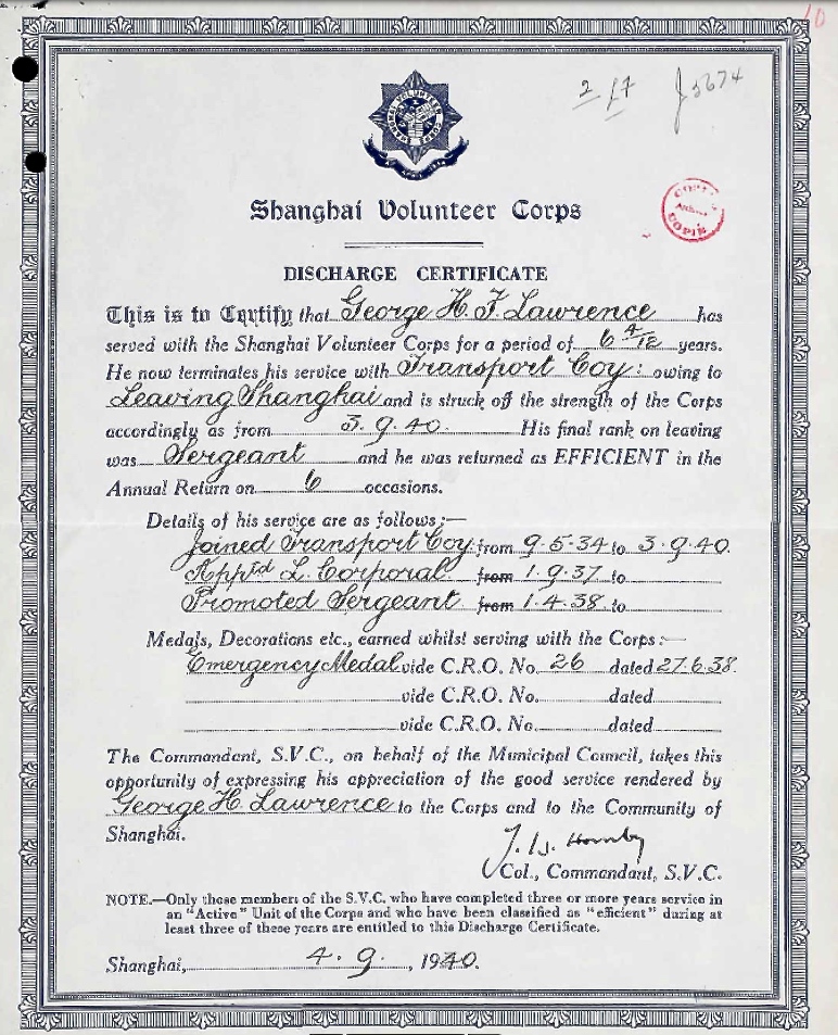 Discharge certificate
