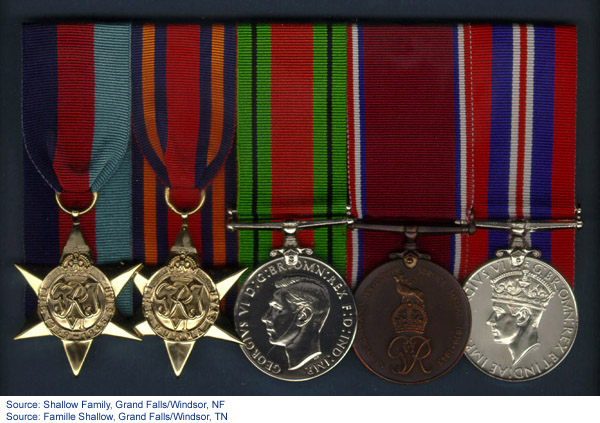 Medals awarded to Augustus Shallow