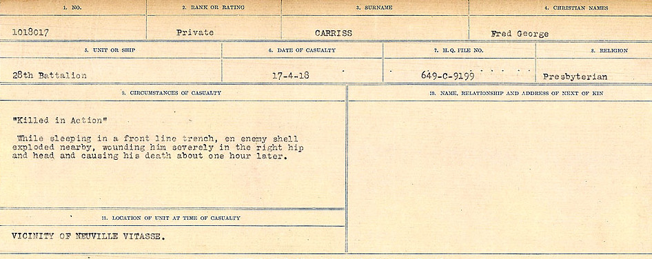 Registres de circonstances du décès