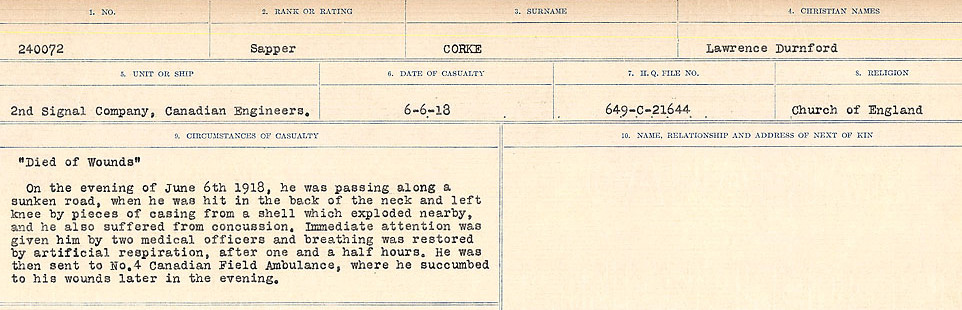 Registres de circonstances du décès