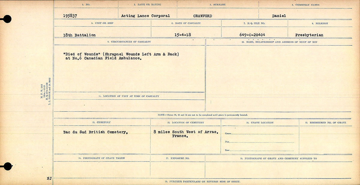 Registres de circonstances du décès