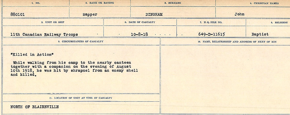 Registres de circonstances du décès