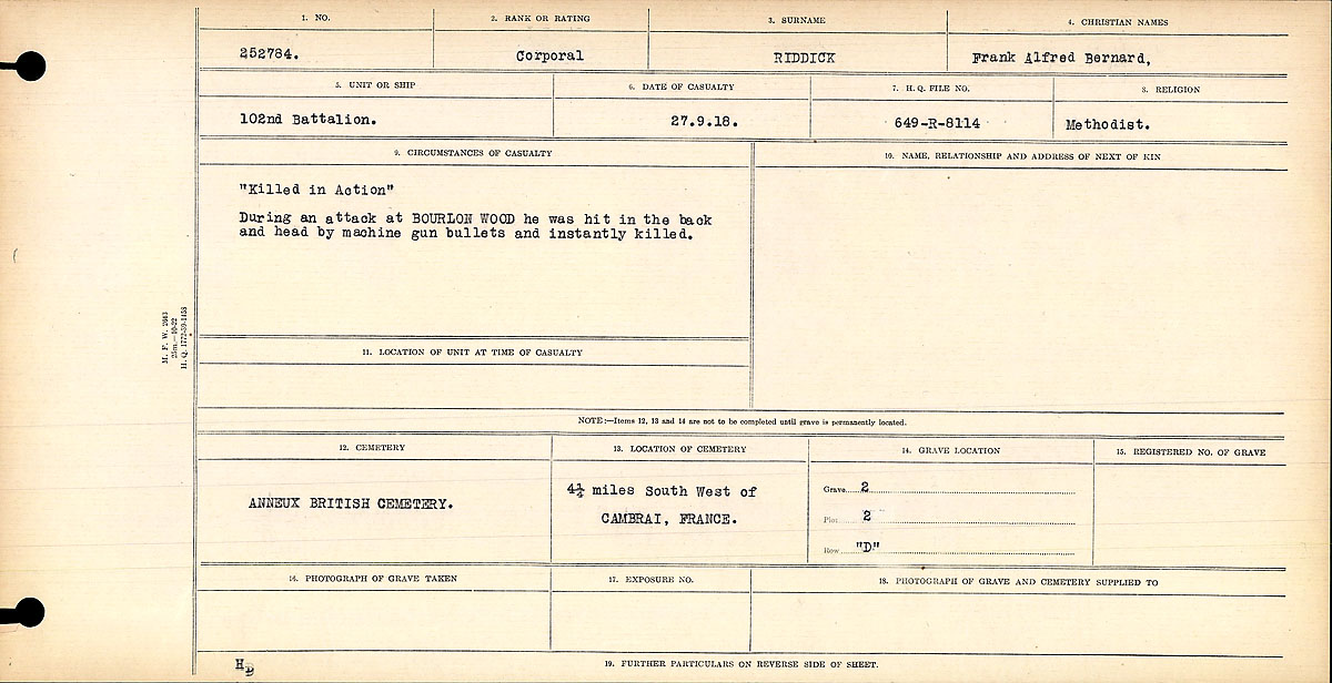 Circumstances of death registers