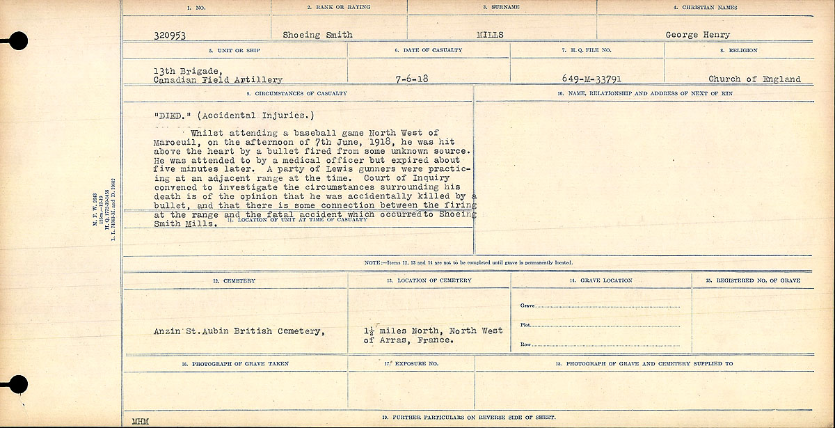 Registres de circonstances du décès