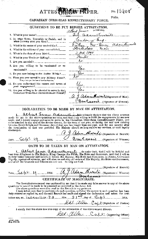 Feuille d'engagement