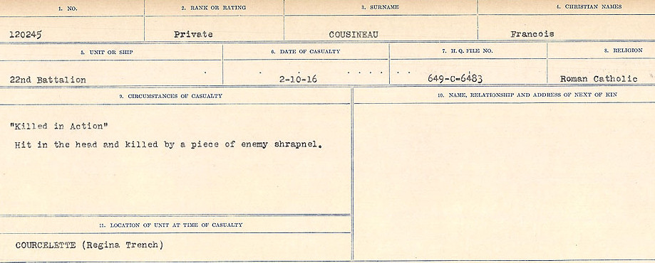 Registres de circonstances du décès