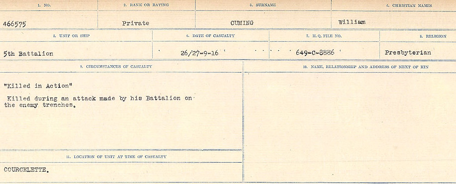 Registres de circonstances du décès
