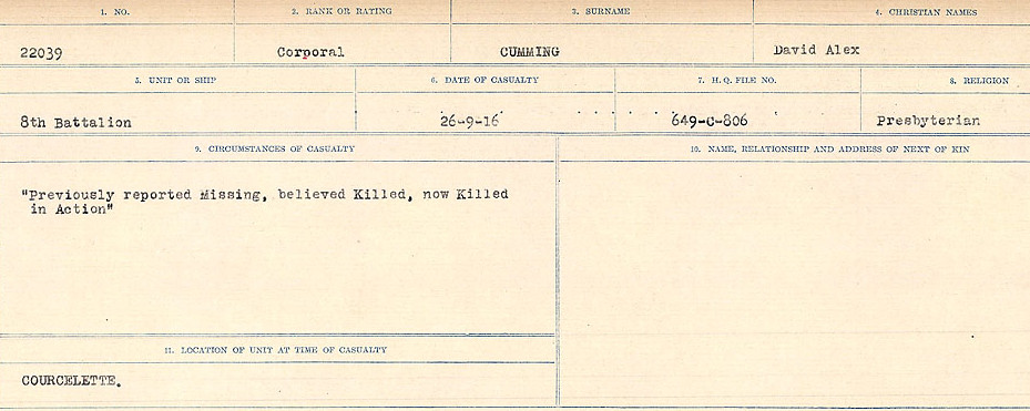 Registres de circonstances du décès