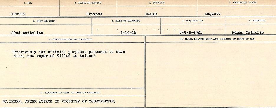 Registres de circonstances du décès