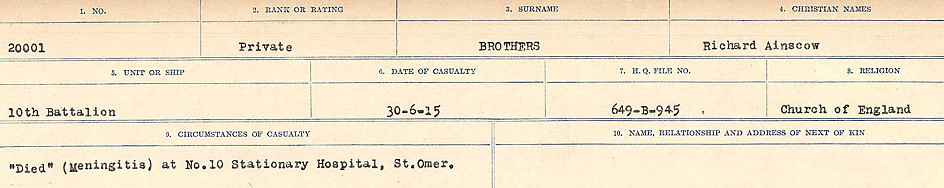 Registres de circonstances du décès