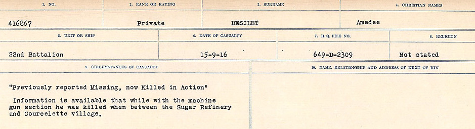 Registres de circonstances du décès