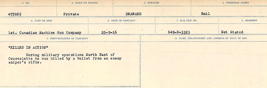 Registres de circonstances du décès