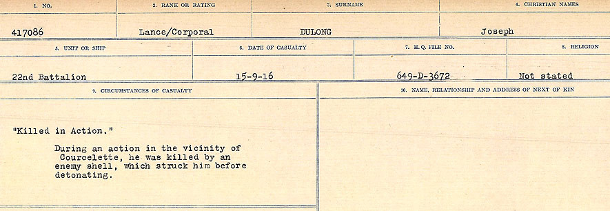 Registres de circonstances du décès