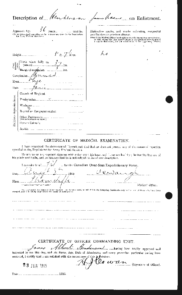 Feuille d'engagement (dos)