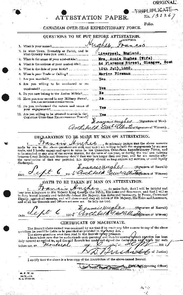 Papier d'attestation (page 1)