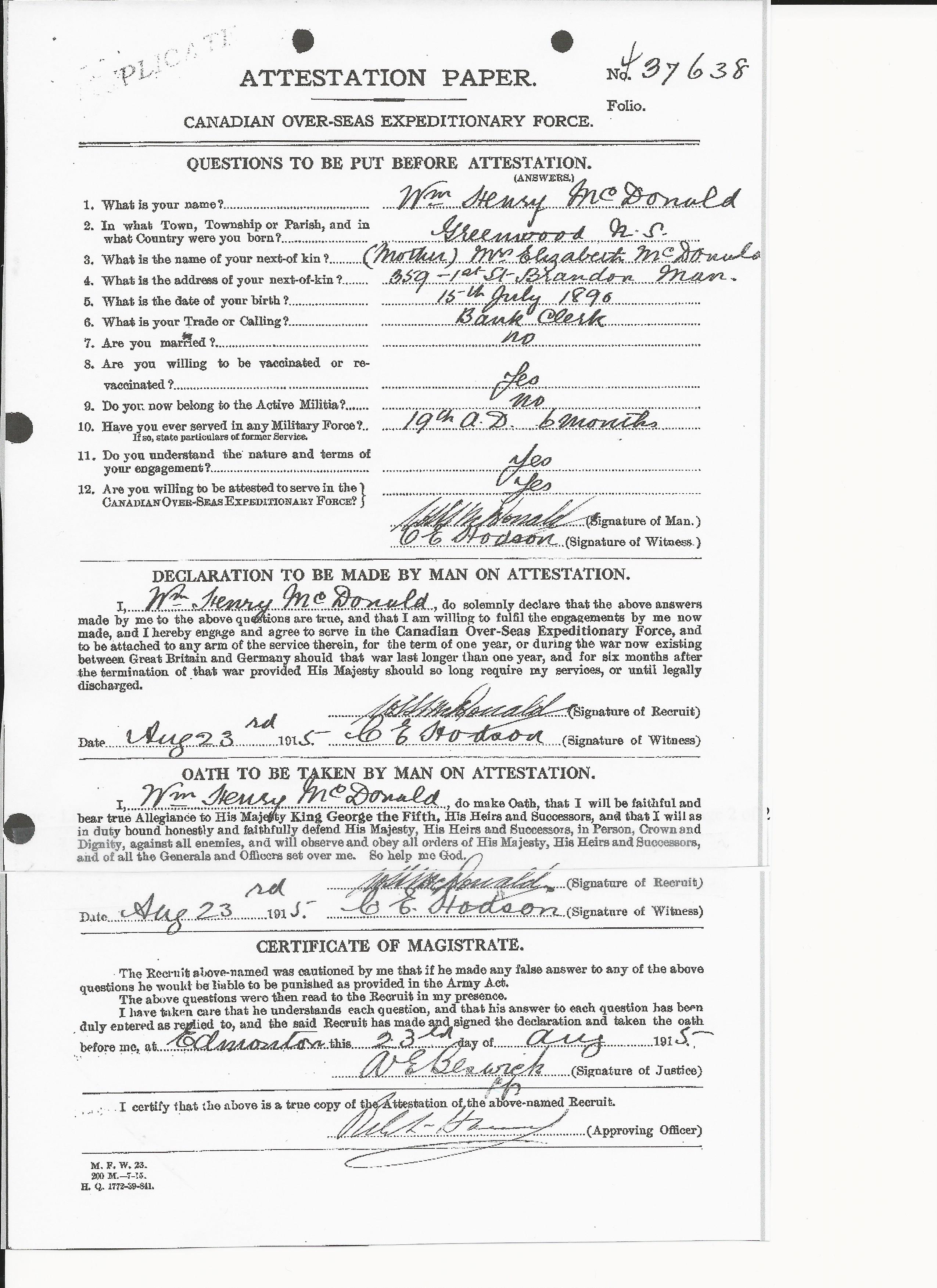 Documents d'attestation