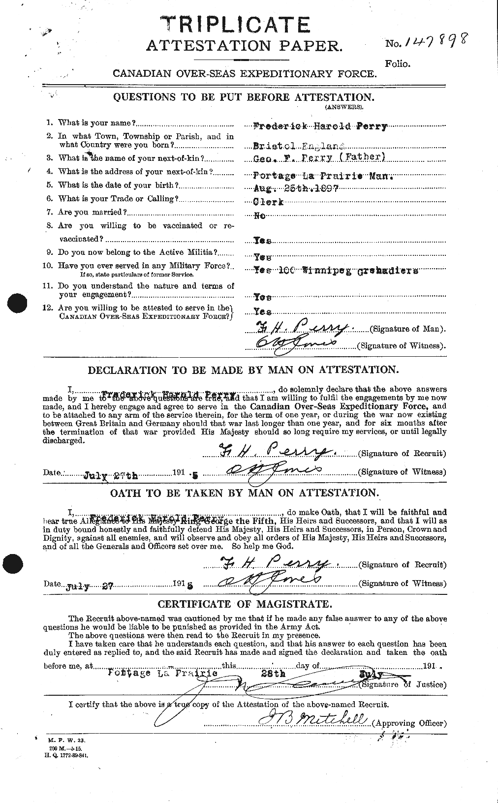 Feuille d'engagement