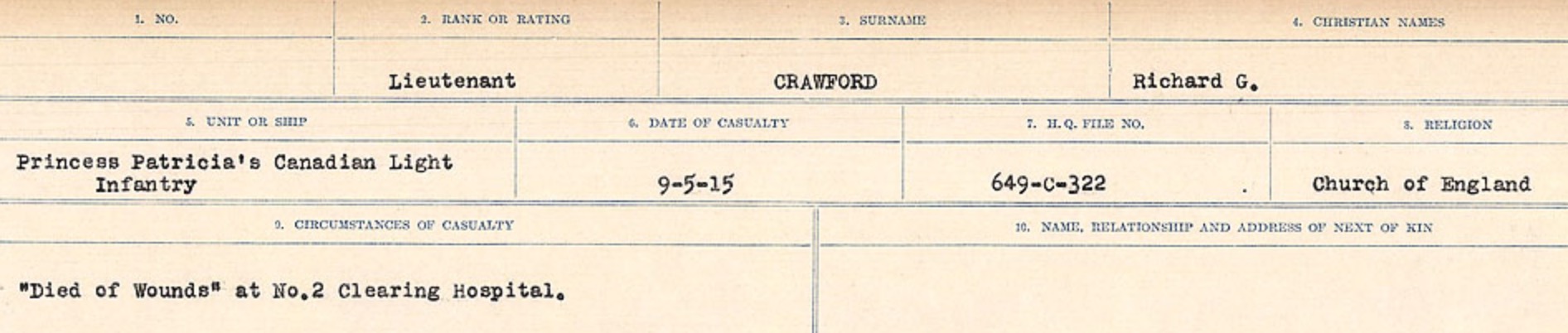 Registres de circonstances du décès
