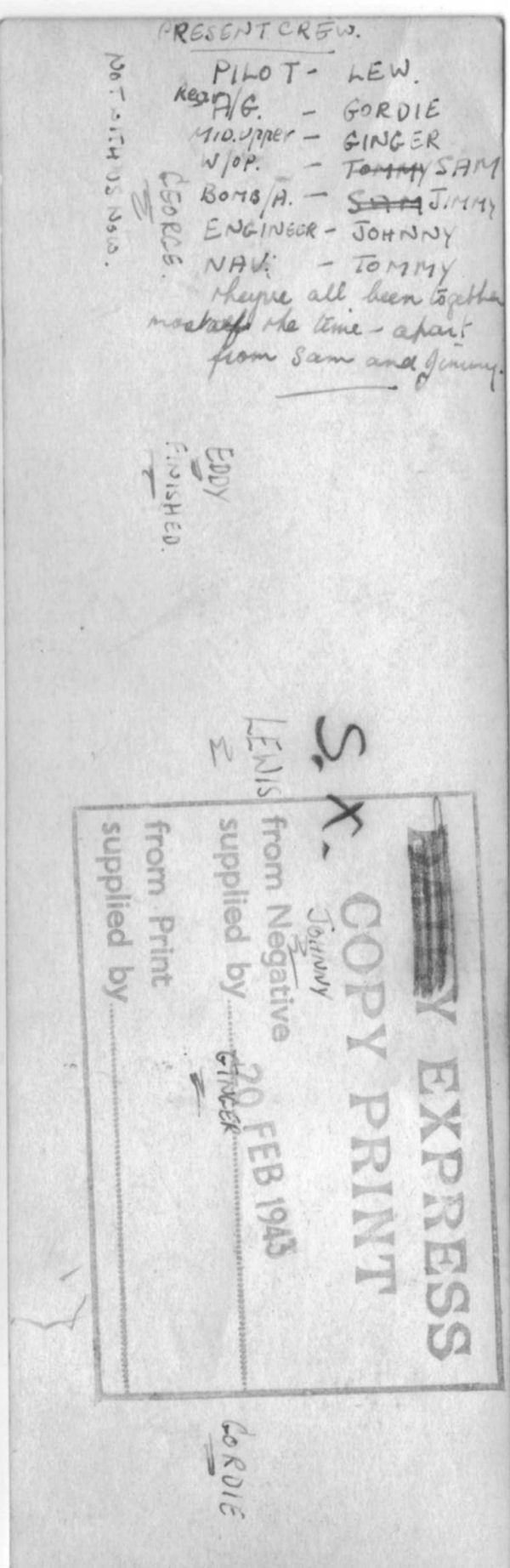 Reverse side of Photo