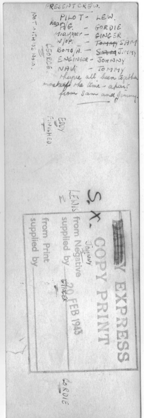 Reverse side of Photo