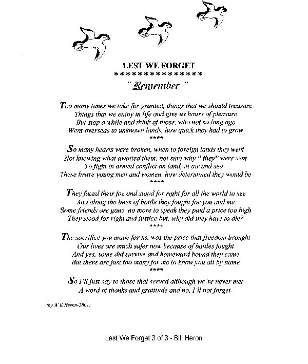 Lest we forget poem