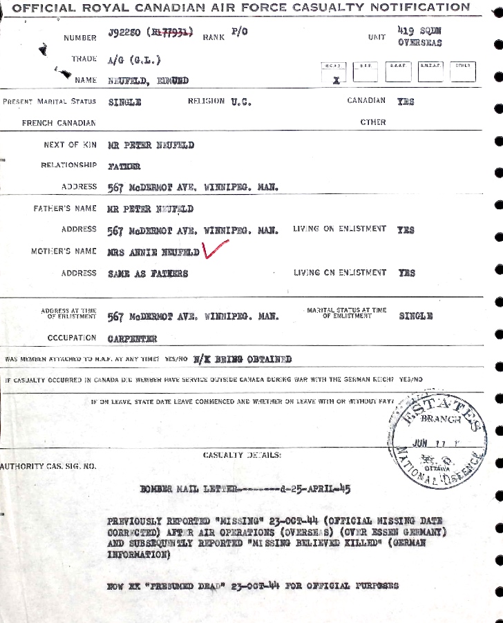 Notification of death