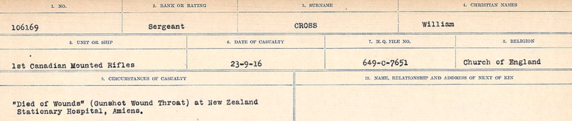 Registres de circonstances du décès