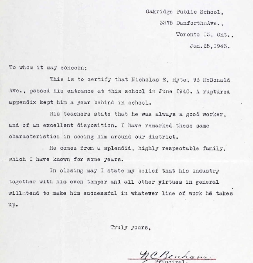 Letter of recommendation