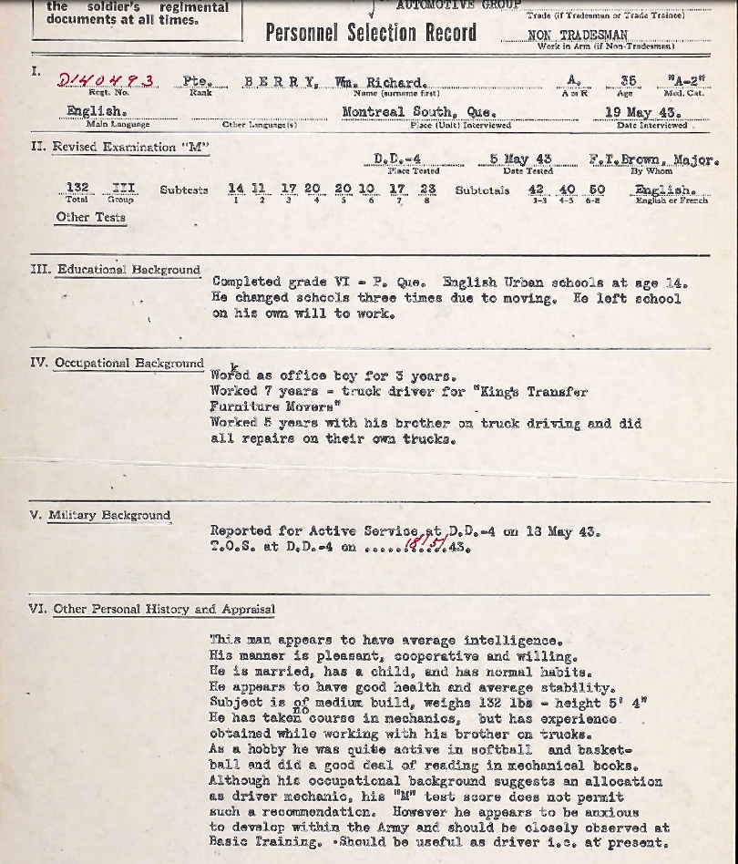 Personnel Selection Form