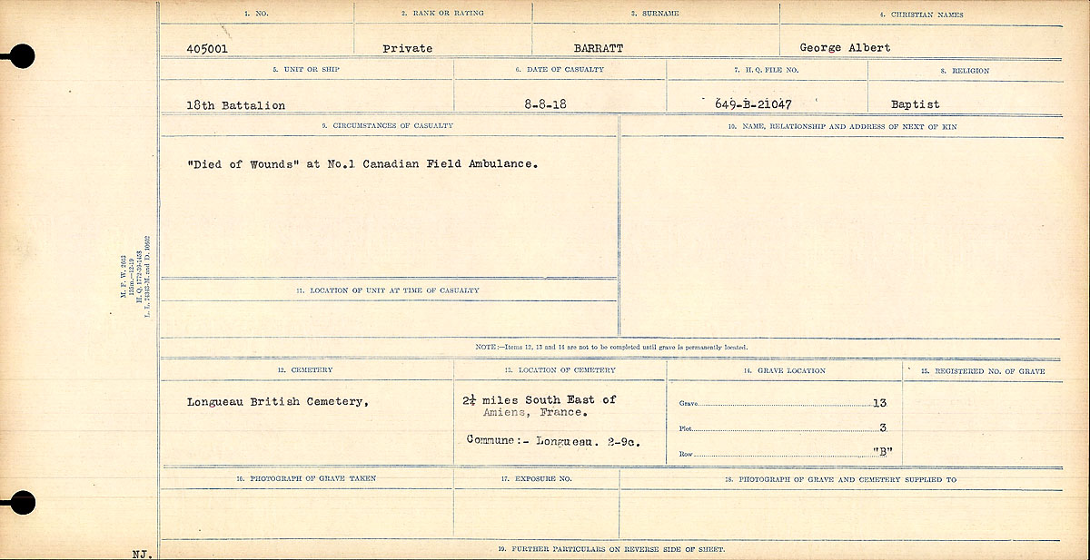 Registres de circonstances du décès