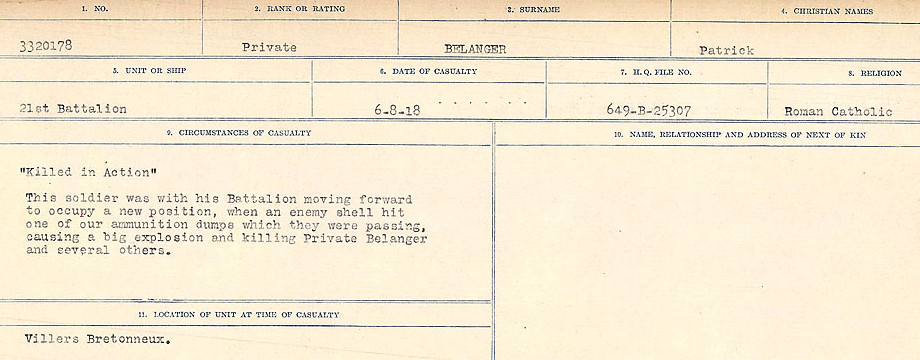 Registres de circonstances du décès