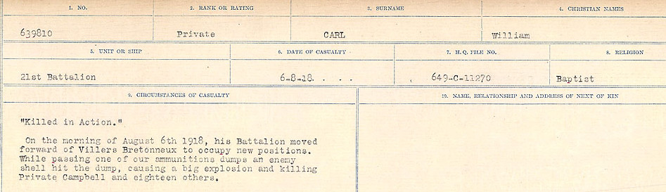 Registres de circonstances du décès