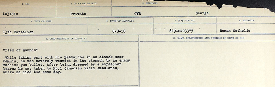 Registres de circonstances du décès
