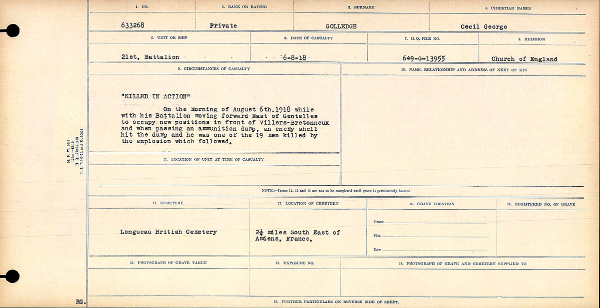 Registres de circonstances du décès