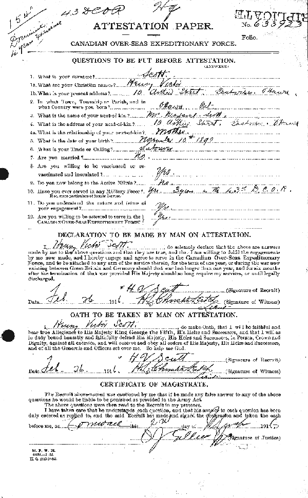 Feuille d'engagement