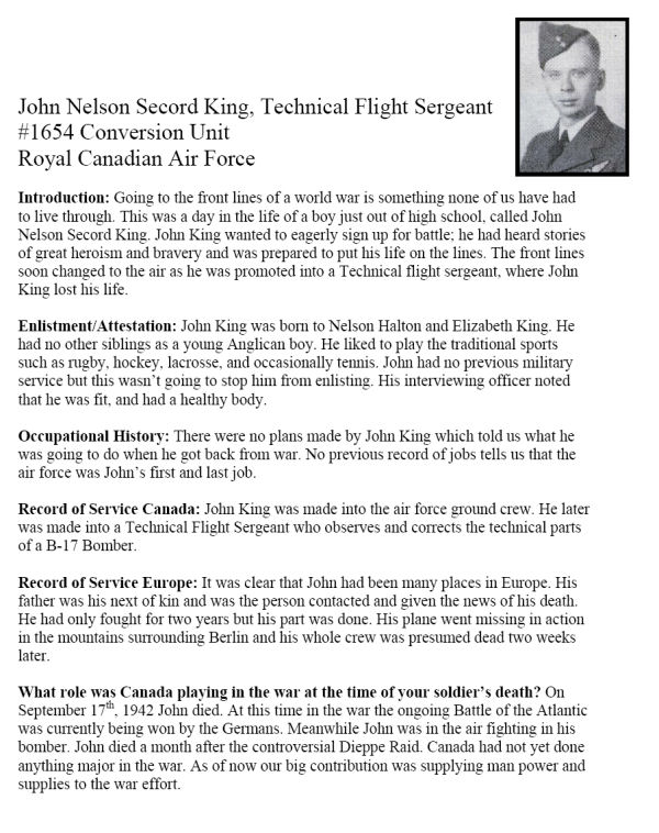 Oakville Remembers Biography