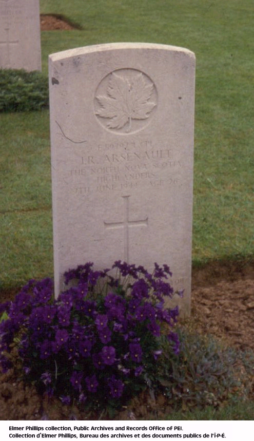 Grave marker for J.R. Arsenault