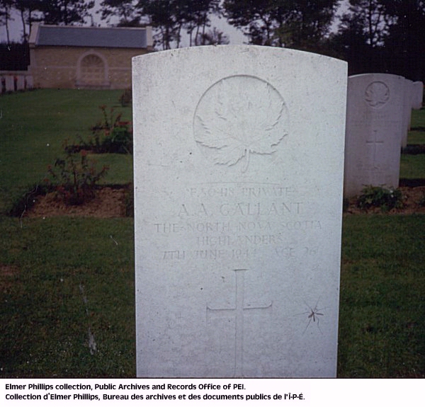 Grave marker for A.A. Gallant