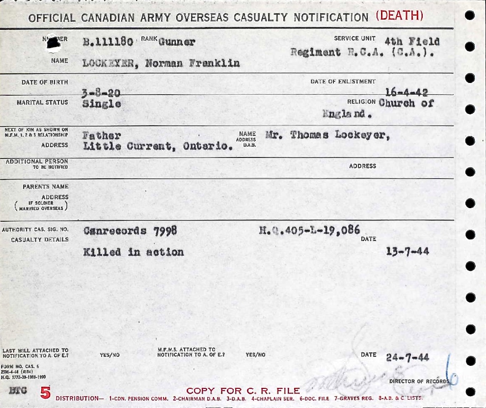 Notification of death