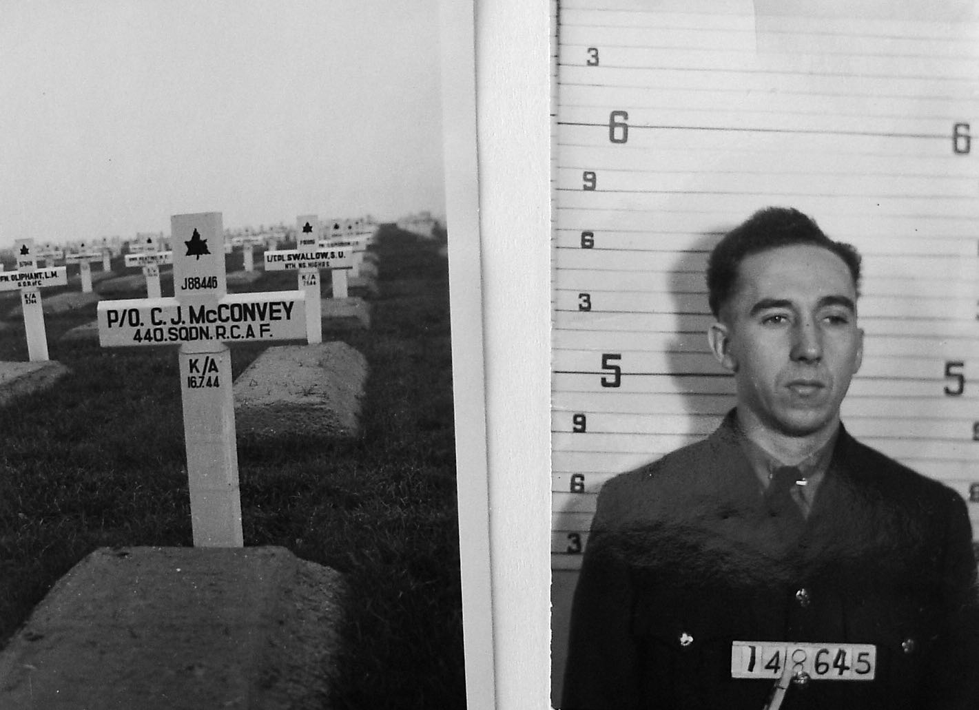 Temporary grave marker and photo from LAC, Ottawa