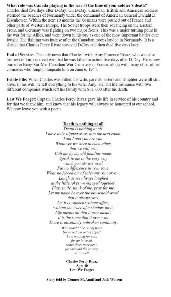 Oakville Remembers Biography (Page 2)