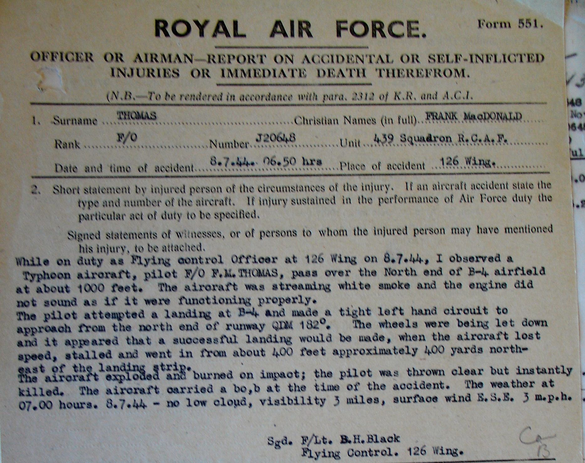 Details of the crash, LAC, Ottawa.