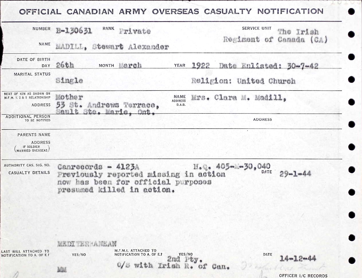 Notification of death