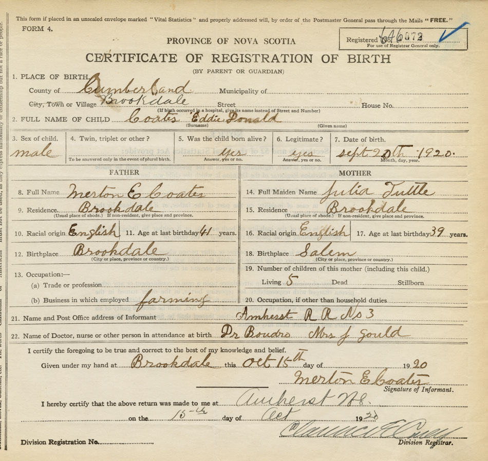 Photo of Eddie Donald Coates