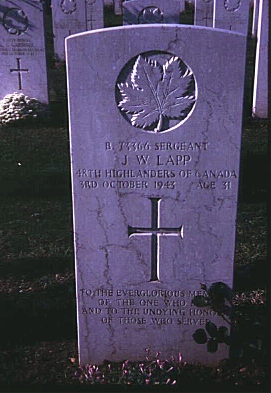 Headstone of Joseph William Lapp