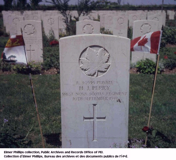 Grave marker for H.J. Perry