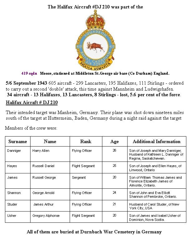 Halifax Aircraft # DJ 210