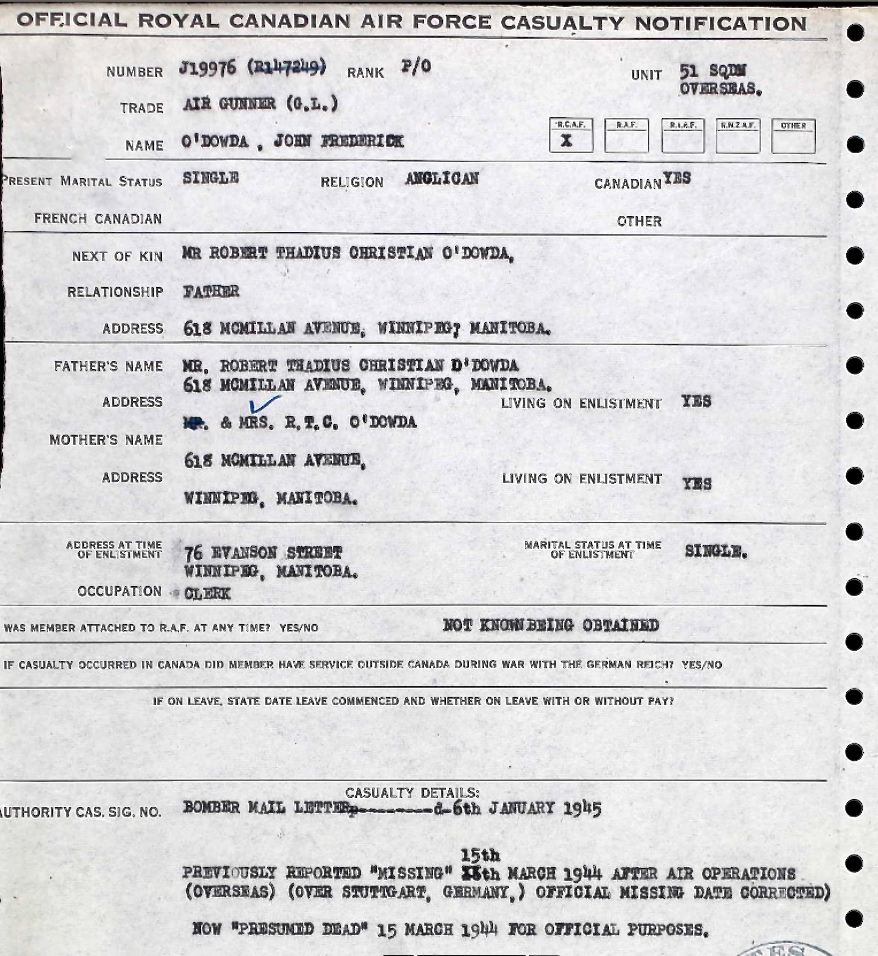 Notification of death