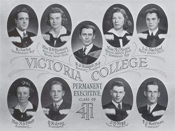 Composite photo of Victoria College executive members, from Torontonensis yearbook